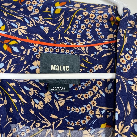 ANTHRO Maeve Tie Neck Swing Blouse Floral XS Boho - Picture 5 of 6